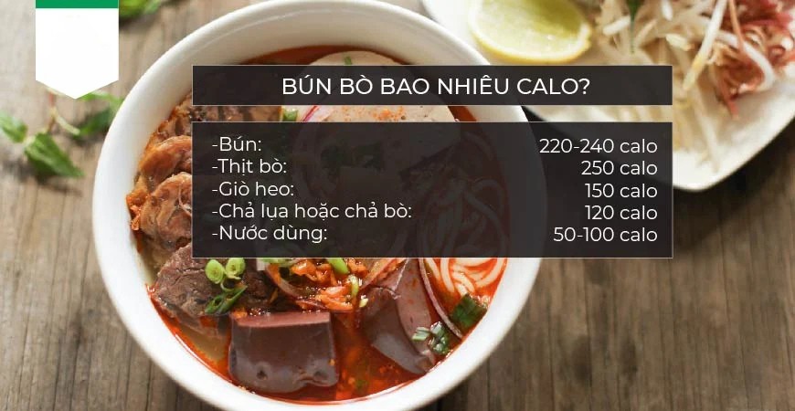 Thành phần dinh dưỡng có trong một tô bún bò và ảnh hưởng đến lượng calo