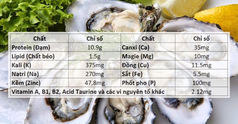 Giá trị dinh dưỡng của hàu
